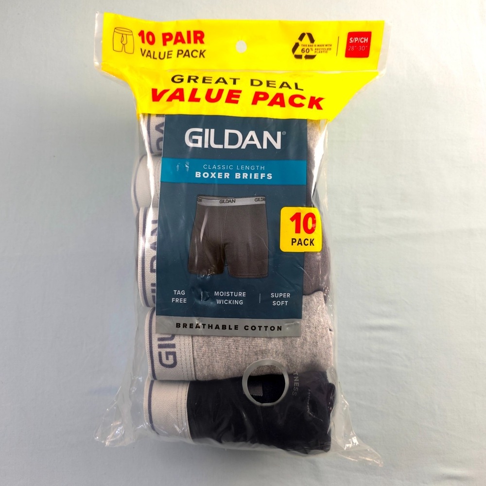 NEW 10 PACK!!!  Gildan Boxer Briefs  Size Small Great Colors for Everyday Wear!